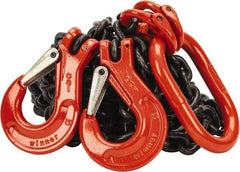 Pewag - 10' Long x 10" Wide, 7,500 Lb Basket Capacity, 7,500 Lb Vertical Capacity, Alloy Steel Web Sling - DOS Chain Sling, 9/32" Diam Chain, Self-Colored, with 2 Sling Hooks & Master Link - Americas Industrial Supply