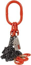 Pewag - 5' Long x 10" Wide, 7,000 Lb Basket Capacity, 7,000 Lb Vertical Capacity, Alloy Steel Web Sling - TOS Chain Sling, 7/32" Diam Chain, Self-Colored, with 3 Sling Hooks & Master Link - Americas Industrial Supply