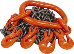 Pewag - 5' Long x 10" Wide, 22,800 Lb Basket Capacity, 22,800 Lb Vertical Capacity, Alloy Steel Web Sling - QOG Chain Sling, 3/8" Diam Chain, Self-Colored, with 4 Grab Hooks & Master Link - Americas Industrial Supply