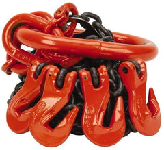 Pewag - 5' Long x 10" Wide, 11,200 Lb Basket Capacity, 11,200 Lb Vertical Capacity, Alloy Steel Web Sling - QOG Chain Sling, 9/32" Diam Chain, Self-Colored, with 4 Grab Hooks & Master Link - Americas Industrial Supply