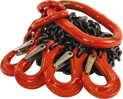 Pewag - 5' Long x 10" Wide, 7,000 Lb Basket Capacity, 7,000 Lb Vertical Capacity, Alloy Steel Web Sling - QOS Chain Sling, 7/32" Diam Chain, Self-Colored, with 4 Sling Hooks & Master Link - Americas Industrial Supply