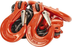 Pewag - 5' Long x 10" Wide, 15,200 Lb Basket Capacity, 15,200 Lb Vertical Capacity, Alloy Steel Web Sling - DOS Chain Sling, 3/8" Diam Chain, Self-Colored, with 2 Sling Hooks, Master Link & 2 Shortening Hooks - Americas Industrial Supply