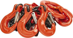 Pewag - 5' Long x 10" Wide, 22,800 Lb Basket Capacity, 22,800 Lb Vertical Capacity, Alloy Steel Web Sling - TOS Chain Sling, 3/8" Diam Chain, Self-Colored, with 3 Sling Hooks, Master Link & 3 Shortening Hooks - Americas Industrial Supply