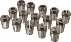 ETM - 15 Piece, 1/16" to 5/8" Capacity, ER Collet Set - Increments of 1mm, Series ER25 - Exact Industrial Supply