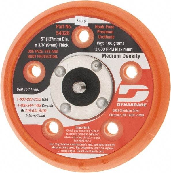Dynabrade - 5" Diam Hook & Loop Disc Backing Pad - Medium Density, 13,000 RPM - Americas Industrial Supply