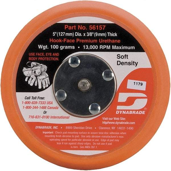 Dynabrade - 5" Diam Hook & Loop Disc Backing Pad - Soft Density, 13,000 RPM - Americas Industrial Supply