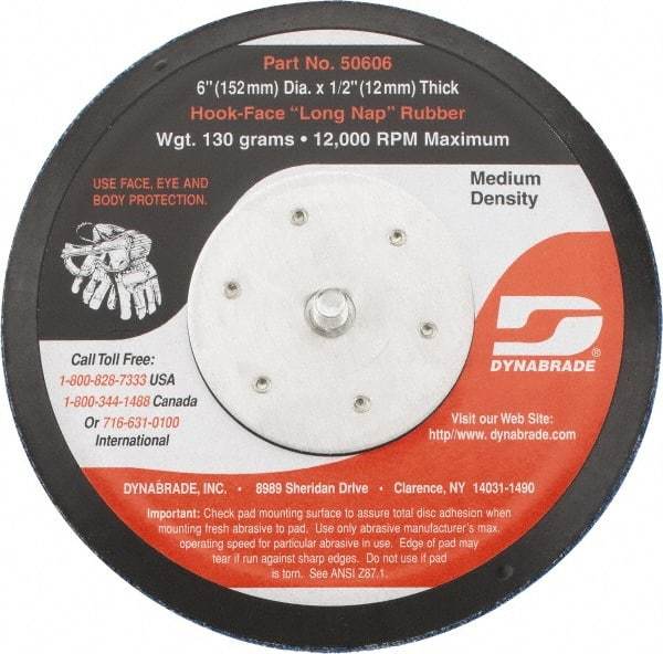 Dynabrade - 6" Diam Hook & Loop Disc Backing Pad - Medium Density, 13,000 RPM - Americas Industrial Supply
