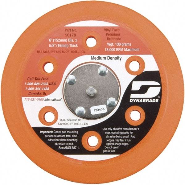 Dynabrade - 6" Diam Adhesive/PSA Disc Backing Pad - Medium Density, 13,000 RPM - Americas Industrial Supply