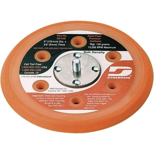 Dynabrade - 6" Diam Hook & Loop Disc Backing Pad - Soft Density, 13,000 RPM - Americas Industrial Supply