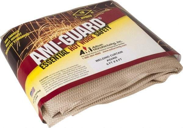 Auburn Mfr - 6' High x 6' Wide x 0.04" Thick Silica Welding Curtain - Tan, Grommet - Americas Industrial Supply