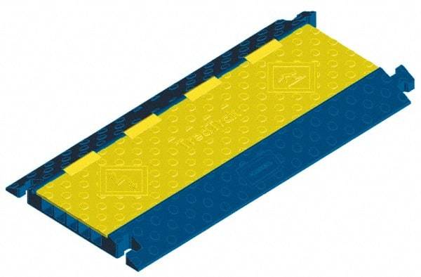 Hubbell Wiring Device-Kellems - 5 Channel, T-Shaped, Drop Over Cable Ramp - 25 Inch Long x 20 Inch Wide x 2.31 Inch High, Yellow and Blue - Americas Industrial Supply