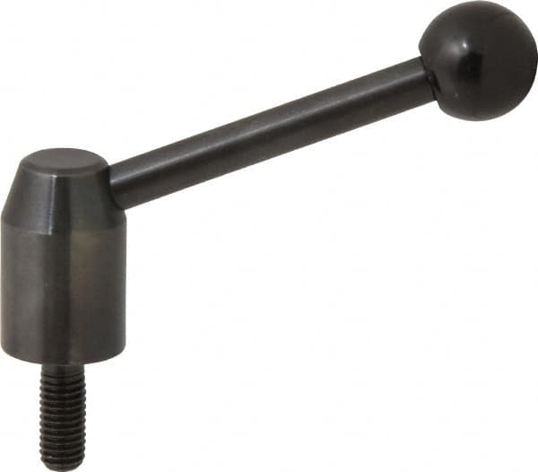 J.W. Winco - M8 x 1.25, 13.5mm Hub Diam, Steel Threaded Stud Adjustable Clamping Handle - 70mm OAL, 33.5mm High - Americas Industrial Supply