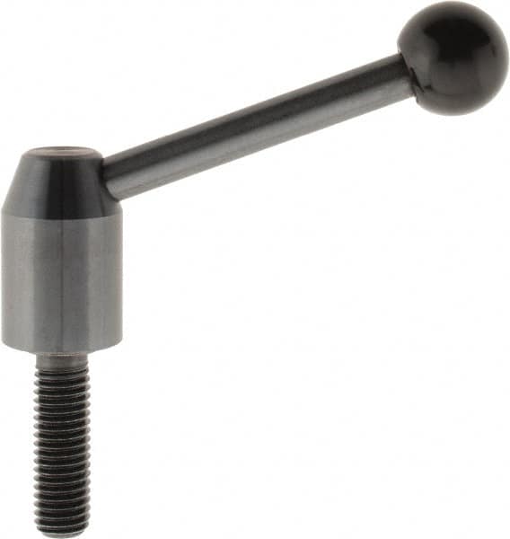 J.W. Winco - M10 x 1.5, 13.5mm Hub Diam, Steel Threaded Stud Adjustable Clamping Handle - 70mm OAL, 33.5mm High - Americas Industrial Supply