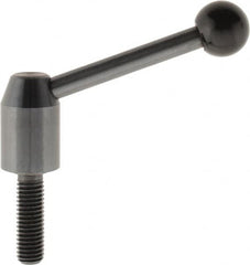 J.W. Winco - M10 x 1.5, 13.5mm Hub Diam, Steel Threaded Stud Adjustable Clamping Handle - 70mm OAL, 33.5mm High - Americas Industrial Supply