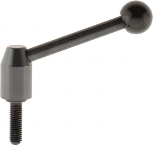 J.W. Winco - M10 x 1.5, 16mm Hub Diam, Steel Threaded Stud Adjustable Clamping Handle - 96mm OAL, 40mm High - Americas Industrial Supply