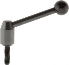 J.W. Winco - M10 x 1.5, 16mm Hub Diam, Steel Threaded Stud Adjustable Clamping Handle - 96mm OAL, 40mm High - Americas Industrial Supply