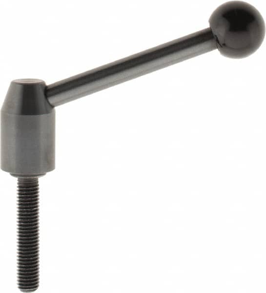 J.W. Winco - M10 x 1.5, 16mm Hub Diam, Steel Threaded Stud Adjustable Clamping Handle - 96mm OAL, 40mm High - Americas Industrial Supply