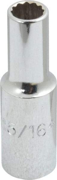 Proto - 5/16", 3/8" Drive, Deep Hand Socket - 12 Points, 2-1/8" OAL, Chrome Finish - Americas Industrial Supply