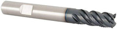 Iscar - 3/8" Diam, 3/4" LOC, 4 Flute Solid Carbide Roughing & Finishing Corner Chamfer End Mill - TiAlN Finish, 3" OAL, 3/8" Shank Diam, Weldon Shank, 45° Helix, Centercutting - Americas Industrial Supply