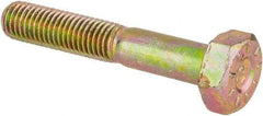 Made in USA - 1/4-28 UNF, 1-1/2" Length Under Head Hex Head Cap Screw - Partially Threaded, Grade L9 Alloy Steel, Zinc Yellow Dichromate Finish, 7/16" Hex - Americas Industrial Supply