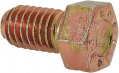 Made in USA - 7/16-14 UNC, 3/4" Length Under Head Hex Head Cap Screw - Fully Threaded, Grade L9 Alloy Steel, Zinc Yellow Dichromate Finish, 5/8" Hex - Americas Industrial Supply