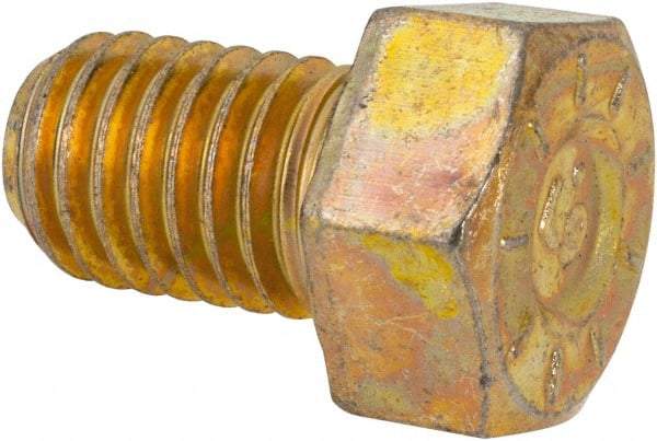 Made in USA - 1/2-13 UNC, 3/4" Length Under Head Hex Head Cap Screw - Fully Threaded, Grade L9 Alloy Steel, Zinc Yellow Dichromate Finish, 3/4" Hex - Americas Industrial Supply