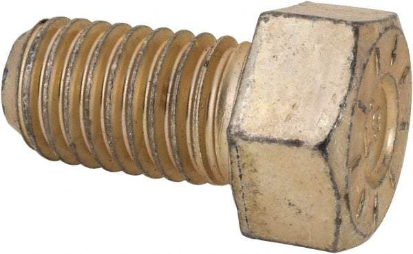 Value Collection - 9/16-12 UNC, 1" Length Under Head Hex Head Cap Screw - Fully Threaded, Grade L9 Alloy Steel, Zinc Yellow Dichromate Finish, 13/16" Hex - Americas Industrial Supply