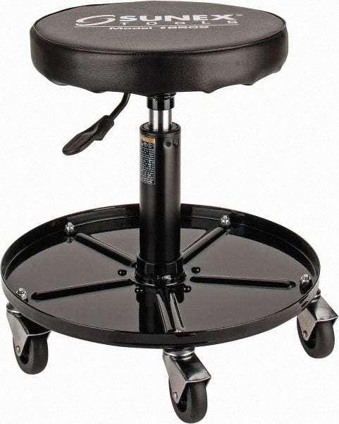 Sunex Tools - 15-1/2 to 20-1/2" High, Adjustable Height Stool - Vinyl Seat, Black - Americas Industrial Supply