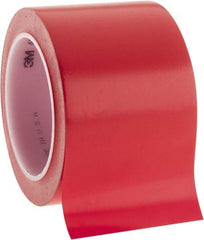 3M - 3" Wide x 5.2 mil Thick Vinyl Floor & Egress Marking Tape - General Traffic, Red, Solid Color - Americas Industrial Supply