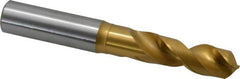 OSG - 14.50086mm 120° Spiral Flute Vanadium High Speed Steel Screw Machine Drill Bit - TiN Finish, Right Hand Cut, 56mm Flute Length, 116mm OAL, Faceted Point, Straight Shank - Americas Industrial Supply