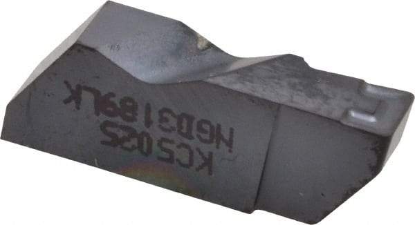 Kennametal - 3189NGD K Grade KC5025, 4.8mm Cutting Width Carbide Grooving Insert - 6.35mm Max Depth of Cut, Left Hand, 0.57mm Corner Radius, TiAlN Finish - Americas Industrial Supply