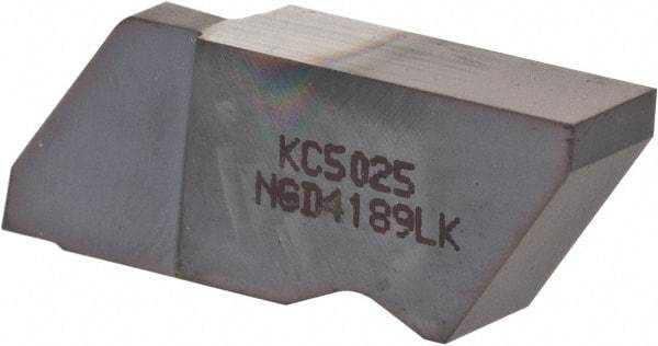 Kennametal - 4189NGD K Grade KC5025, 4.8mm Cutting Width Carbide Grooving Insert - 9.53mm Max Depth of Cut, Left Hand, 0.57mm Corner Radius, TiAlN Finish - Americas Industrial Supply