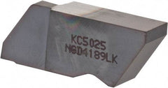 Kennametal - 4189NGD K Grade KC5025, 4.8mm Cutting Width Carbide Grooving Insert - 9.53mm Max Depth of Cut, Left Hand, 0.57mm Corner Radius, TiAlN Finish - Americas Industrial Supply