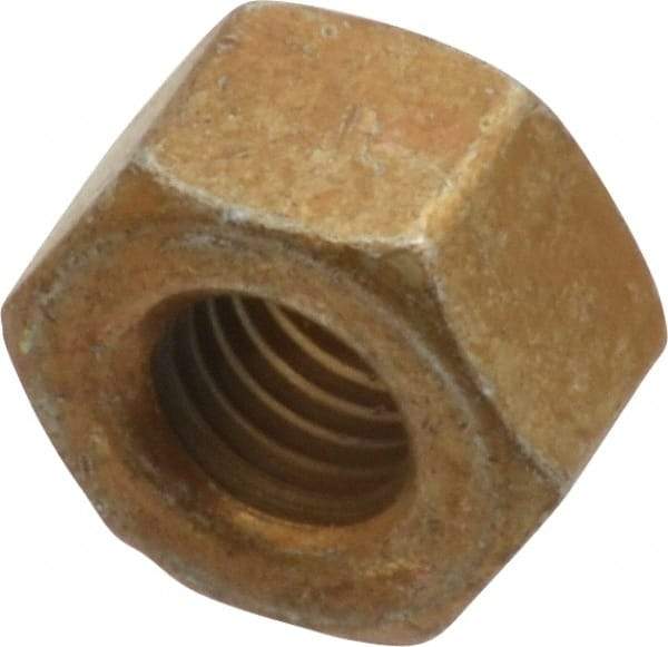 Value Collection - 1/4-28 UNF Steel Right Hand Hex Nut - 7/16" Across Flats, 0.264" High, Zinc Yellow Dichromate Cad & Waxed Finish - Americas Industrial Supply