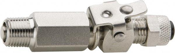 Parker - 1/4" OD, Grade 316Stainless Steel Single End Shutoff Pipe Coupler - 150 Max Working psi, 1/2" Hex, Comp x MNPT Ends - Americas Industrial Supply