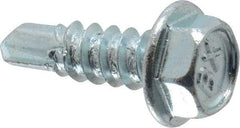 Buildex - #8, Hex Washer Head, Hex Drive, 1/2" Length Under Head, #2 Point, Self Drilling Screw - Steel, Zinc-Plated Finish - Americas Industrial Supply