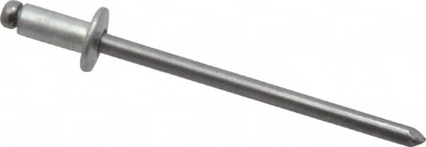 Marson - Size 44 Button Head Steel Open End Blind Rivet - Steel Mandrel, 0.032" to 1/8" Grip, 1/4" Head Diam, 0.129" to 0.133" Hole Diam, 0.275" Length Under Head, 1/8" Body Diam - Americas Industrial Supply