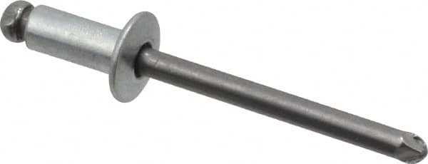 Marson - Button Head Steel Open End Blind Rivet - Steel Mandrel, 0.188" to 1/4" Grip, 3/8" Head Diam, 0.192" to 0.196" Hole Diam, 0.45" Length Under Head, 3/16" Body Diam - Americas Industrial Supply