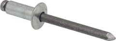 Marson - Button Head Steel Open End Blind Rivet - Steel Mandrel, 0.251" to 3/8" Grip, 1/2" Head Diam, 0.257" to 0.261" Hole Diam, 5/8" Length Under Head, 1/4" Body Diam - Americas Industrial Supply