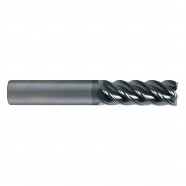 SGS - 16mm, 32mm LOC, 16mm Shank Diam, 89mm OAL, 5 Flute, Solid Carbide Square End Mill - Single End, AlTiN Finish, Spiral Flute, 45° Helix, Centercutting, Right Hand Cut, Right Hand Flute, Series 55M - Americas Industrial Supply