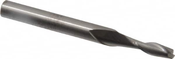 RobbJack - 3/16", 5/8" LOC, 1/4" Shank Diam, 2-1/2" OAL, 2 Flute, Solid Carbide Square End Mill - Single End, Uncoated, Spiral Flute, 30° Helix, Centercutting, Right Hand Cut, Right Hand Flute, Series C8-203 - Americas Industrial Supply