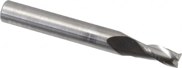 RobbJack - 3/16", 3/8" LOC, 1/4" Shank Diam, 2" OAL, 3 Flute, Solid Carbide Square End Mill - Single End, Uncoated, Spiral Flute, 30° Helix, Centercutting, Right Hand Cut, Right Hand Flute, Series C8-301 - Americas Industrial Supply