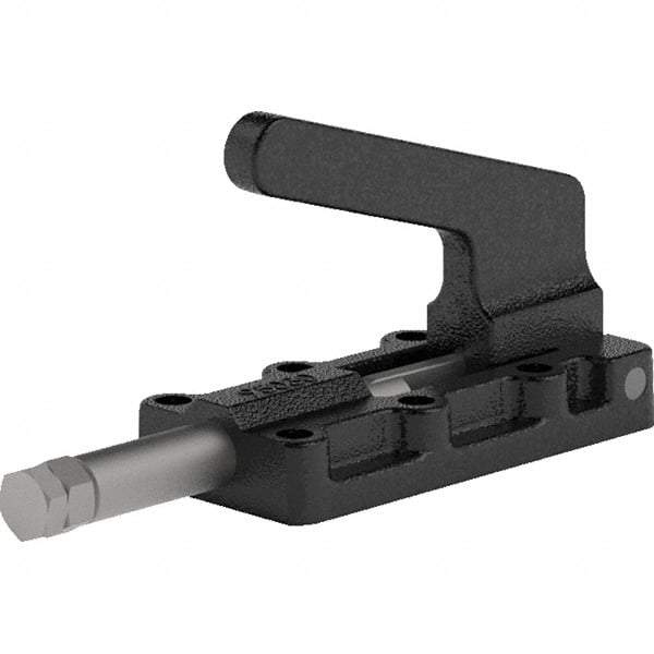 De-Sta-Co - 550 Lb Load Capacity, Flanged Base, Carbon Steel, Standard Straight Line Action Clamp - 6 Mounting Holes, 0.22" Mounting Hole Diam, 0.39" Plunger Diam, Straight Handle - Americas Industrial Supply