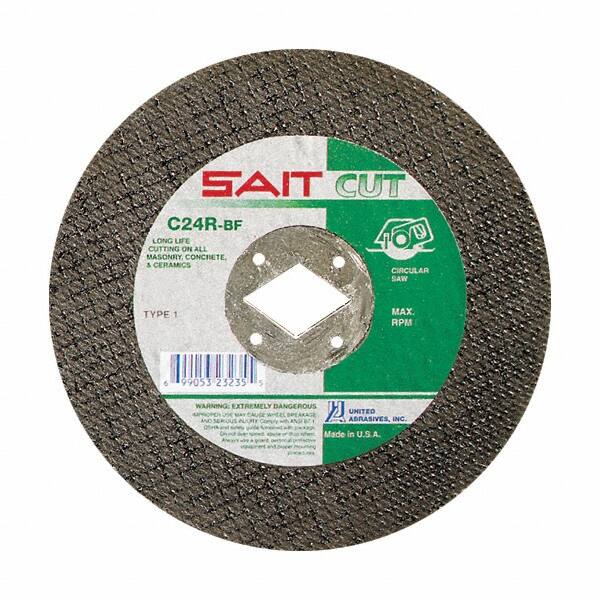 Sait - 6-1/2" 24 Grit Silicon Carbide Cutoff Wheel - 3/32" Thick, 5/8" Arbor, 8,500 Max RPM, Use with Circular Saws - Americas Industrial Supply