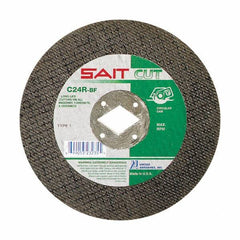 Sait - 8" 24 Grit Silicon Carbide Cutoff Wheel - 3/32" Thick, 7/8" Arbor, 7,600 Max RPM, Use with Circular Saws - Americas Industrial Supply