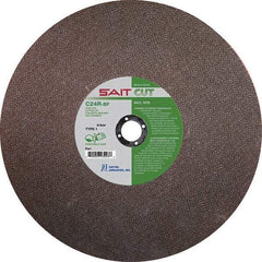 Sait - 14" 24 Grit Silicon Carbide Cutoff Wheel - 1/8" Thick, 20mm Arbor, 5,460 Max RPM, Use with Portable Tools - Americas Industrial Supply