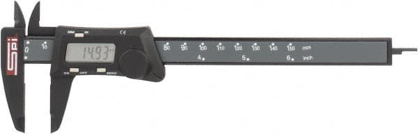SPI - 0 to 150mm Range, 0.1mm Resolution, Electronic Caliper - Super Polymid with 40mm Super Polymid Jaws, 0.1mm Accuracy - Americas Industrial Supply