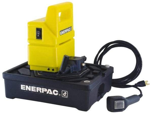 Enerpac - 10,000 psi Electric Hydraulic Pump & Jack - 1 Gal Oil Capacity, 3-Way, 2 Position Valve, Use with Single Acting Cylinders, Advance, Hold & Retract - Americas Industrial Supply