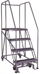 PW Platforms - 4 Step, 70 Inch Overall Height, Grip Strut Tread, Rolling Safety Ladder - 600 Lb. Load Capacity, 40 Inch Platform Height, 40 Inch Base Width x 52 Inch Base Depth - Americas Industrial Supply