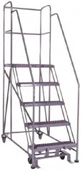 PW Platforms - 5 Step, 86 Inch Overall Height, Grip Strut Tread, Rolling Safety Ladder - 600 Lb. Load Capacity, 50 Inch Platform Height, 26 Inch Base Width x 60 Inch Base Depth - Americas Industrial Supply